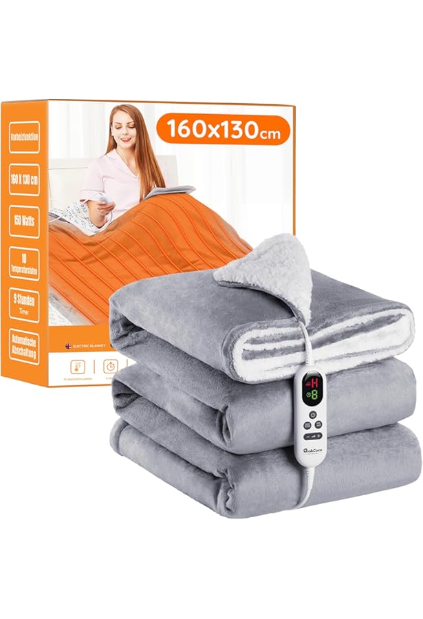 Arebos Plush Heated Blanket 160 X 120 Cm | Electric Heated Blanket With Automatic Shut-Off | Machine Washable | Timer | Overheat Protection | Function - View #3