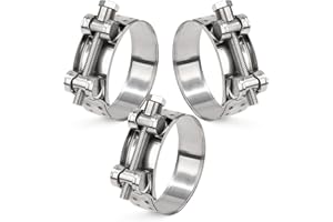 Yesaler Morsetto per Tubo di Scarico Morsetto in Acciaio Inox 64-67mm Morsetti di Scarico per Moto Automotive Tubi di Scarico 3 Pezzi