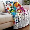 MUSOLEI Football Sherpa Fleece Blanket Multi Colored Graffiti Throw Blankets Reversible Soft Warm Fluffy Thick Blankets for Kids Girls Boys Blanket Throw Blanketfor Couch Bed Sofa Blanket 130 * 150