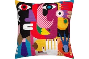 Brvsk Ein Mann und eine Frau. Kreuzstich-Set mit Prägung. Wurfkissen, 40,6 x 40,6 cm. Bedruckte Wandteppich-Leinwand, europäische Qualität