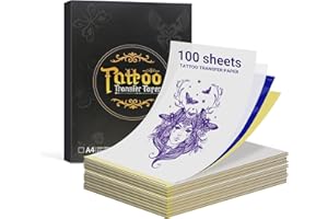 ORGBRO X8 Papel de Transferencia de Tatuaje 100 Hojas, Papel Hectografico Tattoo Térmico 4 Capas, Transfer Tattoo Paper Ideal para Impresora de Tatuajes, Artistas y Principiantes, A4, 210 mm x 297 mm