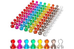 Fervalyna 80 Piezas Iman Nevera, Imanes Pizarra Magnetica, Colorido Magnético Chinchetas, Imanes Pequeños Fuerte, para Pizarra, Mapa, Calendario, Escuelas y Oficinas, 11x17 mm, (8 Colores)