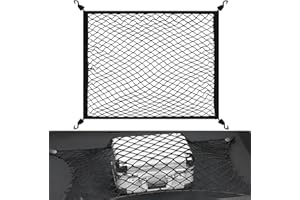 QHSXMQ Cargo Net, Car Boot Net Luggage Net 80 x 60 cm Extends to 200 x 110 cm, Adjustable Elastic Car Boot Mesh with 4 Hooks, Universal Storage Mesh, Single layer Luggage Fixed Organizer for Vehicle Van SUV
