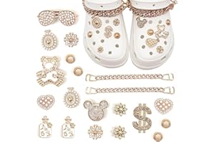 Ryvera Dijes de zapatos para dijes de cocodrilo, accesorios de zapatos de diamantes de cristal, dijes de zapatos brillantes para zuecos, dijes de cadena brillantes para Crocs accesorios para mujeres y