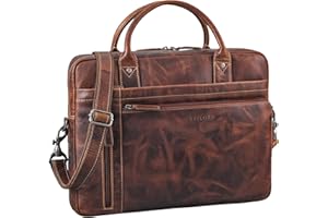 STILORD 'Jared' Unica Borsa Ufficio Pelle per PC 15.6-16 Pollici - Ventiquattrore da Lavoro Donna e Uomo - Cartella Vintage in Vera Pelle, Colore:salerno - marrone