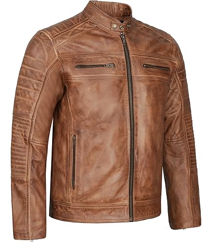 Motorjas heren leer met pantser - Echt CE gepantserd (EN 1621-1) - Winter of Zomer - Gewatteerde steken - Texpeed - Bruin - 7XL
