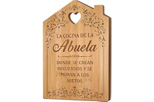 Giftasy Regalo Abuela, Regalo Abuela Cumpleaños - Tabla de Cortar de Bambú Grabada en Forma de Casa, Regalo Navidad, Dia de la Madre Original