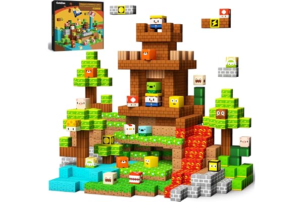 GobiDex Construction Magnetique Enfant 100 Pièces, Aventure du Bûcheron, Cubes Magnétiques, Cadeau pour Garçon et Fille, Jeu pour Enfants 3 4 5 6 7 9 10-12 Ans, Mise à Jour