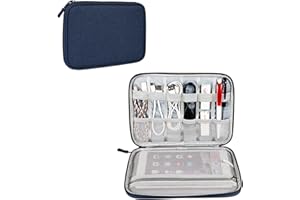 Hosoncovy Electronic Accessories Organizer Bag Travel Bag Cable Organizer Bag USB Flash Drive Case Tablet Case for Ipad Tablet Phone Cables Earphone USB Thumb Stick Drive (Dark Blue)