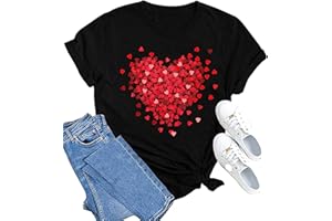 SUWATOIN Valentines Day Tshirt Women Heart T Shirts Valentines for Her