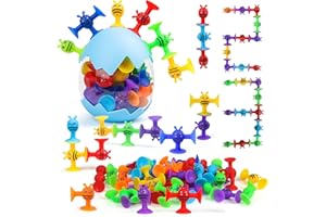 NORKBENG Jouets à Ventouse Silicone, 32 Pièces Jouets de Bain pour Enfants de 3 Ans, Jouet d'Aspiration Abeille Animaux，Sensoriels Interactifs Jouets Voyage pour 4 5 6 7 8 Ans Garçons et Les Filles