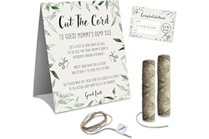 BABY SHOWERED UK Baby Shower Games – CUT THE CORD – 20 Players | Mummys Tummy Baby Shower game | Table Decoration | Winner Prize also included for fun boy, girl, neutral/unisex baby shower party| Gender Reveal