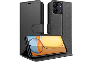 New&Teck - Funda para Xiaomi Redmi 13C, funda de piel multifunción, cierre magnético con tapa antigolpes, color negro