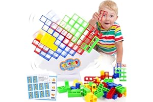 PAMIYO 48 Pcs Tetra Tower Balance Game, Montessori Toys for 3+ Years Old, Tetris Tower Balance Game Stacking Building Block Tetra Tower for Children, Great Gift for Kid (48)