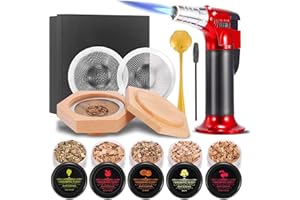 AVAKKER Cocktail Smoker Kit with Torch, Old Fashioned Whiskey Cocktail Kit, 5 Cans of Wood Chips and 1 Blow Torch, Gifts for Smokers, Whisky Lovers