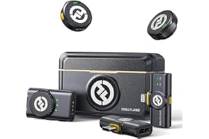 Hollyland Lark M2 Wireless Microphone for iPhone/Camera/Android/PC, 48kHz/24-bit High Fidelity Audio, 300m Range, Noise Cancelling, 40h Use, YouTube, Vlog, Streaming (2TX + 3RX + Charging Case)