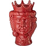 Baroni Home Testa di Moro Porcellana in Stile Siciliano Monocromatiche. Vaso da Interno Re Rosso 18X22X31 cm