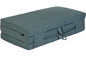 Fun!ture Double Foldable Z Bed Mattress | Indoor Portable Folding Sofa Bed | For Living Room & Bedroom | Great For Sleepover & Guests | Soft & Comfy Futon Set With Carry Handles (Duckegg)