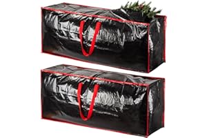 DUZLEE Lot de 2 sacs de rangement extra larges pour sapin de Noël – Convient aux arbres artificiels jusqu'à 2,3 m de haut | Poignées renforcées robustes et double fermeture éclair | Protège contre la