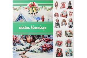 NOTIONSLAND Weihnachten Washi Aufkleber für Journaling, 20 Blätter Weihnachten Blätter Scrapbooking Supplies, 100pcs + Aufkleber Supplies Dekoration Journaling Supplies