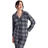 Ecrou Kadın Gri Siyah Ekose Desen Uzun Kol Bebe Yaka Pantolon Pijama Takım