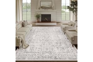 ‎HUGEAR HUGEAR Vintage Grau Waschbarer Teppich Wohnzimmer 240x300cm Retro Rugs for Living Room Weich rutschfest Groß Tepich Kurzflor Schlafzimmer Carpet Living Room Bedroom Esszimmer Teppiche Büro