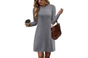 Zeagoo Robe Pull à Manches Longues pour Femme Robe Tunique Boutonnée Décontractée Automne et Hiver S-XXL