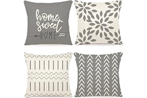 YCOLL Kissenbezug 4er Set Kissenbezüge leinen Kissenhülle Dekokissen für Sofa Gartenbett Couch Kissen 50x50cm