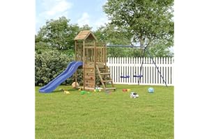Tidyard Bambini set da Gioco,da Giardino,con Scivolo,Altalena,e Arrampicata,in Legno di Pino,Impregnato,465x186x214 cm,Parco Giochi Esterno,Altalena,Scivolo,Arampcata,da Giardino in Legno