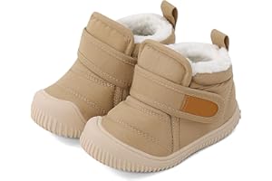 Cheerful Mario 1-5 Years Baby Boys Girls Booties Toddler Winter Boots Warm Fleece Lined First Walking Shoes Anti-slip and Easy Fastening