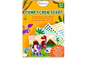 Skillmatics Bastelaktivität - Pünktchen spaß!, Stickerkunst ohne Saubermachen, Geschenke für Kinder von 3 bis 7, Vervollständige 8 Bilder voller Dinosaurier