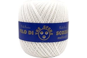 FILATI ITALIANI Cotone Filo di Scozia 100g Titolo 5-8 - 12-16 (Bianco - 000, 8)
