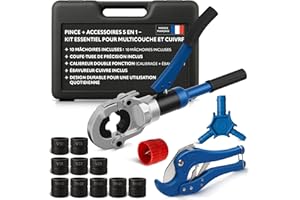 Pince à sertir multicouche & cuivre 10 mâchoires TH+V – Kit complet avec coupe-tube multicouche, calibreur, ébavureur cuivre – Compatible PER– NEEZRA