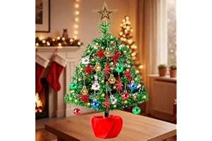CERIAL 50 cm Mini choinka biurko mała choinka wstępnie oświetlona sztuczna choinka ze światłami na baterie do szkoły jadalni dekoracja świąteczna
