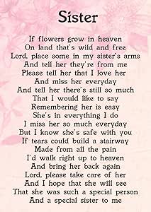 Sister Gift For Birthday Xmas Best Friend Keepsake Poem Print – Red Ocean Gifts - View #3