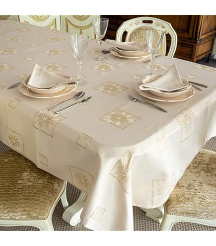 BGEUROPE OR - Nappe De Luxe Anti-Stain Traitement - Grande - Ref, Lyon, Doré, 12 Napkins 18 X 18 (45 X 45 Cm