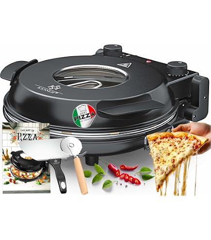 Four à Pizza Électrique Bellanapoli – Cuisson 5 Min à 380°C – Pierre Réfractaire 31 Cm Amovible – Idéal Pizza Maison Authentique !