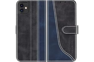 Mulbess Etui z klapką do iPhone 11, skórzane etui na telefon, składane etui z kieszeń na kartę, eleganckie czarne