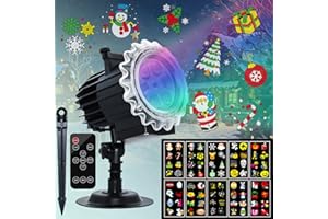 LYMIN Projecteur Noël Extérieur avec Télécommande, 10 Diapositives HD 80 Motifs avec Minuteur, Lumière LED Étanche Lumière Projecteur Flocon de Neige pour Décoration Noël, Fête, Halloween