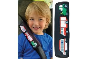 HECKBO 1x Kinder Auto Gurtpolster Gurtschutz mit Feuerwehr Traktor Krankenwagen Motiv - Sicherheitsgurt Polster für Kinder und Babys- Ideal für jeden Gurt Autositzerhöhungen Kinder Fahrradanhänger