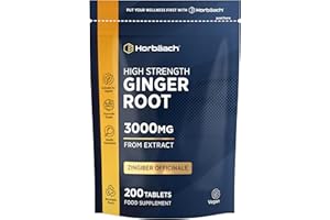HORBÄACH Ginger Root Tablets 3000mg | High Strength Zingiber Officinale Extract | Letterbox-Friendly & 100% Recyclable Pouch | 200 Vegan Tablets | by Horbaach