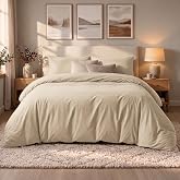 Dreamzie &ndash; Duvet Cover 240 x 220 cm + 2 Pillowcases 50 x 70 cm | Beige &middot; 100% Microfiber &middot; Single Bed Linen &middot; Zipper Closure
