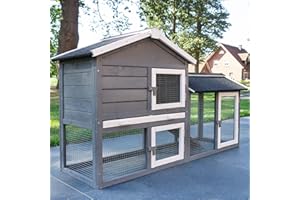 BB LOISIR Cage Clapier Enclos Lapin Extérieur en Bois Haute Qualité pour Lapins Petits Animaux- Modèle : 088 Maison de rêve 146x50x86cm(LxPxH)