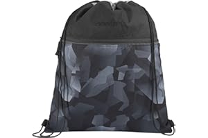 coocazoo Turnbeutel „Grey Rocks”, schwarz-grau, mit Reißverschlussfach und Kordelzug, reflektierende Elemente, Schlaufen zur Befestigung am Schulrucksack, 10 Liter, ab der 3. Klasse