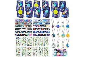 Hmfmdy 60 Pezzi per feste di compleanno per bambini, Gadget Compleanno Bambini Set, Regalini Fine Festa Compleanno Bambinis Spazio, Gadget Compleanno Bambini, Regalini Fine Festa Compleanno - C