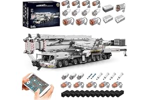 AUFORUA Technik Kran Ferngesteuert, Mit 20 Motoren und Pneumatik Set, 8056 Teile Klemmbausteine Kranwagen MOC Set, Kompatibel mit Technic Kran Liebherr LTM 11200