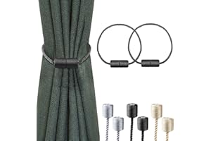 Milaloko 2 szt. Silna magnetyczna zasłona Tiebacks z grubszą ozdobną liną skrętną krawat z tyłu uchwyty do zasłon okiennych, czarny