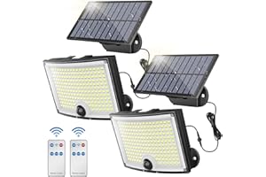 Ortiny Solarlampen für Außen, 202 LED Solar Led Strahler mit Bewegungsmelder Außen 3 Modi Solarleuchten Aussen IP65 Wasserdichte, Solar Strahler 210°Beleuchtungswinkel Solar Lampe Outdoor mit 5M Kabel
