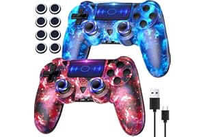 TURPOW Wireless Controller für PS-4, Bluetooth-Gamepad mit Hochempfindlichen Tasten Kabelloser Dual-Motor-Vibration, 6-Achsen-Bewegungssensor, Turbo, Touchpad für P4/Pro/Slim/PC Windows