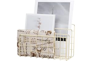 YiePhiot Desktop Mail Organizer File Organizer Metal Wire Mail Sorter Letter Organizer Magazine Rack for Letters, Mails, Books, Postcards, Brochures, Mail Holder (3 Slot, Gold)